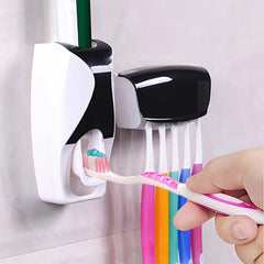 Wall Mounted Toothbrush Storage Rack with Toothpaste Squeezer_0