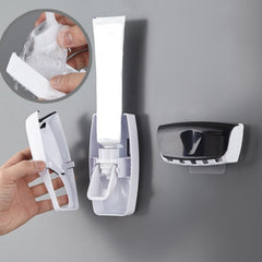 Wall Mounted Toothbrush Storage Rack with Toothpaste Squeezer_3