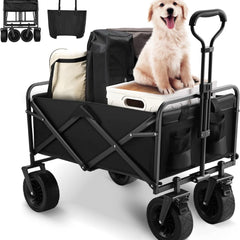 Folding Wagon Cart with Adjustable Handle Bar and Removable Canopy_2