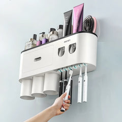 Smart Magnetic Inverted Toothbrush Holder with Automatic Toothpaste Squeezer_3