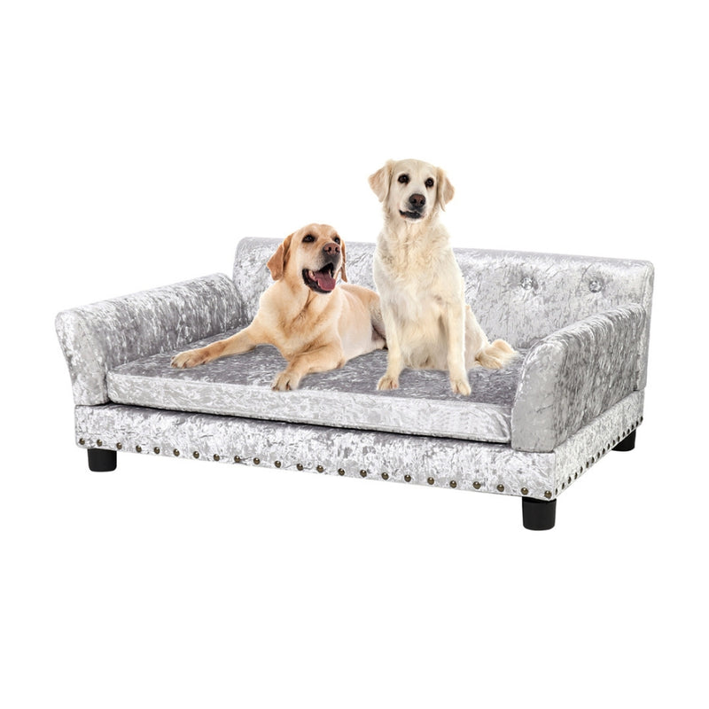 Pet Dog Couch Bed Deluxe Dutch Velvet Upholstered Sofa Bed Removable Cushion_0