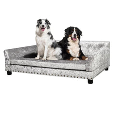 Pet Dog Couch Bed Deluxe Dutch Velvet Upholstered Sofa Bed Removable Cushion_2