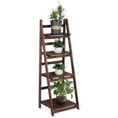 4 Tier Plant Stand Flower Display Stand Folding Wooden Ladder Storage Rack_0