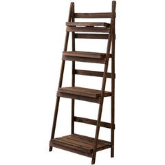 4 Tier Plant Stand Flower Display Stand Folding Wooden Ladder Storage Rack_1