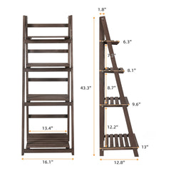 4 Tier Plant Stand Flower Display Stand Folding Wooden Ladder Storage Rack_7