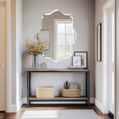 Asymmetrical Frameless Wall Mirror with Beveled Edge_1