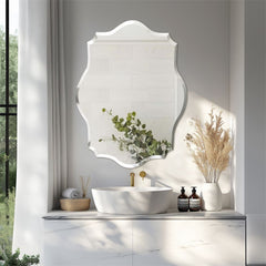 Asymmetrical Frameless Wall Mirror with Beveled Edge_5