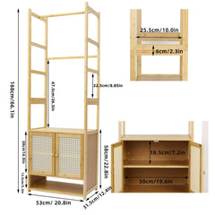 Freestanding Bamboo Clothes Rack with Shoe Cabinet_7