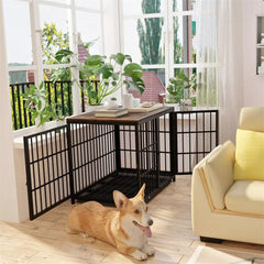 3-Door Dog Furniture Style Dog Crate End Table Pet Kennel with Removable Tray_1