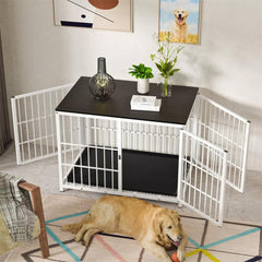 3-Door Dog Furniture Style Dog Crate End Table Pet Kennel with Removable Tray_3