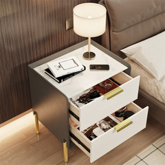 Modern White Nightstand with Storage Drawers_1