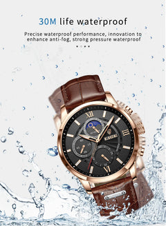 Mens Watches LIGE Top Brand Luxury New Fashion Leather Casual Quartz Watch Man Sport Waterproof Clock Watch Montre Homme+Box