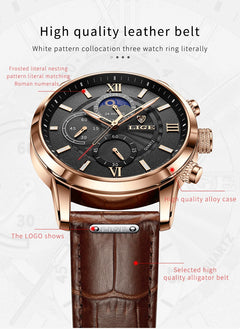 Mens Watches LIGE Top Brand Luxury New Fashion Leather Casual Quartz Watch Man Sport Waterproof Clock Watch Montre Homme+Box