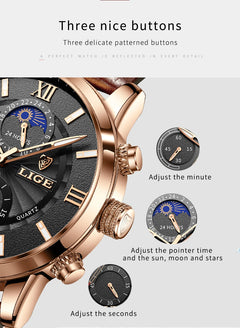 Mens Watches LIGE Top Brand Luxury New Fashion Leather Casual Quartz Watch Man Sport Waterproof Clock Watch Montre Homme+Box