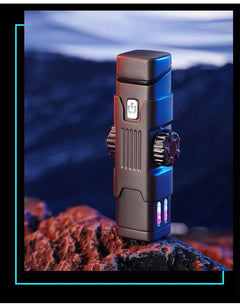 Metal Windproof Double Arc Plasma Lighter, Rotary Play, Electronic Lighter, Alloy Body, USB Fast Charging, LED Color Light, New