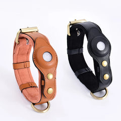 Airtag Holder Case Pet Dog Collar Leather solid and anti loss Genuine Leather Airtag Heavy Duty Dog Collar