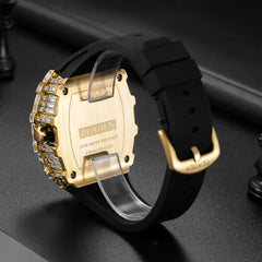 2024 Luxury Brand Men Wristwatch New Creative Full Square Diamond Blingbling Watches Rubber Band Big Face Quartz Watch For Gift