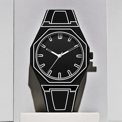 New Men's Watches Black White Mirror Quartz Watch for Man Creativity 2D Comic Style Wristwatch Male Date Week Leisure DIY