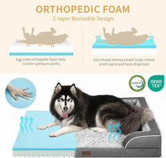 Memory Foam XL Dog Bed with Bolsters, Cooling Dog Beds for Extra Large Dogs, Waterproof Orthopedic Dog Bed