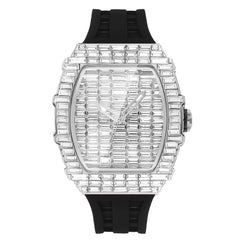 2024 Luxury Brand Men Wristwatch New Creative Full Square Diamond Blingbling Watches Rubber Band Big Face Quartz Watch For Gift