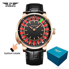 PINDU Design New NH35A Mechanical Watches Men Push Button Turn Russian Roulette Game Sapphire Mirror Diamond Dial Men's Watch