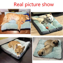 Large Dog Bed Soft Thicken Corduroy Pet Sleeping Mat Non-slip Oversize Pet Kennel Detachable Cats Dogs Sofa Pet Supplies