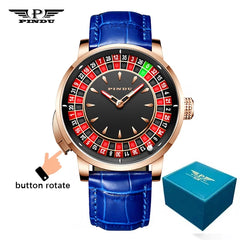 PINDU Design New NH35A Mechanical Watches Men Push Button Turn Russian Roulette Game Sapphire Mirror Diamond Dial Men's Watch