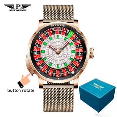 PINDU Design New NH35A Mechanical Watches Men Push Button Turn Russian Roulette Game Sapphire Mirror Diamond Dial Men's Watch