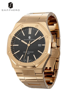 SAPPHERO Rose gold Men's Watches Luxury Brands Stainless Steel Watches For Men Waterproof Quartz Wristwatch Men's Gift Clock