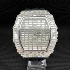 2024 Luxury Brand Men Wristwatch New Creative Full Square Diamond Blingbling Watches Rubber Band Big Face Quartz Watch For Gift