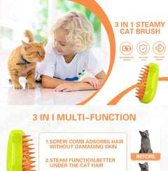 Rechargeable Steam Cat Grooming Brush Steamy To Remove Loose Hair 3 in1 Electric Self Cleaning Spray Dog Brush Massage Pet Combs