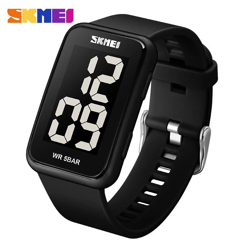 Fashion Digit SKMEI Watches Square LED Display Students Wrist Watches Minimal Design Back Light Waterproof Electronic Watch