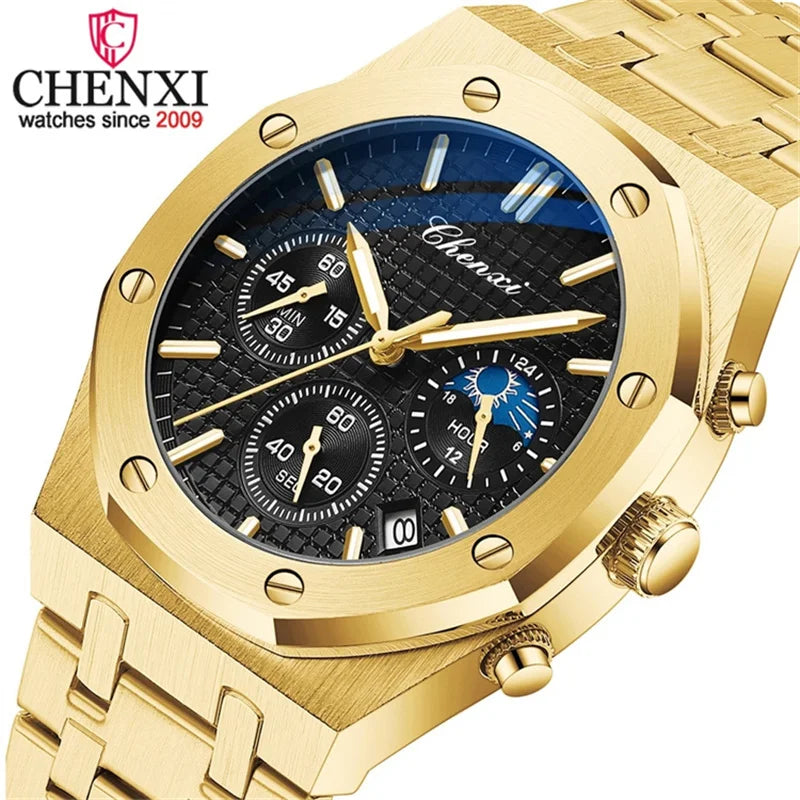 CHENXI 948 Watch Luxury Sports Quartz Mens Watches Stainless Steel Wristwatches Waterproof Chronograph Man Relogio Masculino