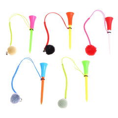 1Pc Golf Rubber Tees With Imitation Mink Fur Plush Balls&Handmade Rope Prevent Loss Different Colors Golf Ball Holder