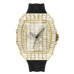 2024 Luxury Brand Men Wristwatch New Creative Full Square Diamond Blingbling Watches Rubber Band Big Face Quartz Watch For Gift