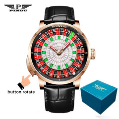 PINDU Design New NH35A Mechanical Watches Men Push Button Turn Russian Roulette Game Sapphire Mirror Diamond Dial Men's Watch