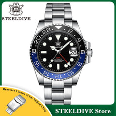 NH34 Movement New In 2023 Four Hands GMT STEELDIVE 41MM SD1993 Super Luminous 300M Waterproof Mens Dive Watch Reloj Ceramic Bzl