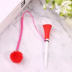 1Pc Golf Rubber Tees With Imitation Mink Fur Plush Balls&Handmade Rope Prevent Loss Different Colors Golf Ball Holder