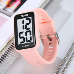 Fashion Digit SKMEI Watches Square LED Display Students Wrist Watches Minimal Design Back Light Waterproof Electronic Watch