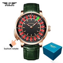 PINDU Design New NH35A Mechanical Watches Men Push Button Turn Russian Roulette Game Sapphire Mirror Diamond Dial Men's Watch