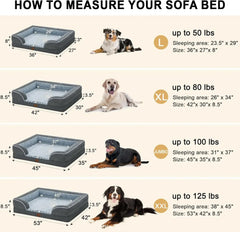 Memory Foam XL Dog Bed with Bolsters, Cooling Dog Beds for Extra Large Dogs, Waterproof Orthopedic Dog Bed