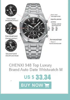 CHENXI 948 Watch Luxury Sports Quartz Mens Watches Stainless Steel Wristwatches Waterproof Chronograph Man Relogio Masculino