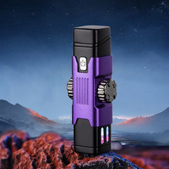 Metal Windproof Double Arc Plasma Lighter, Rotary Play, Electronic Lighter, Alloy Body, USB Fast Charging, LED Color Light, New