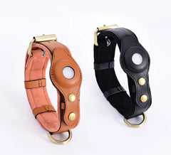 Airtag Holder Case Pet Dog Collar Leather solid and anti loss Genuine Leather Airtag Heavy Duty Dog Collar