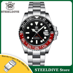 NH34 Movement New In 2023 Four Hands GMT STEELDIVE 41MM SD1993 Super Luminous 300M Waterproof Mens Dive Watch Reloj Ceramic Bzl