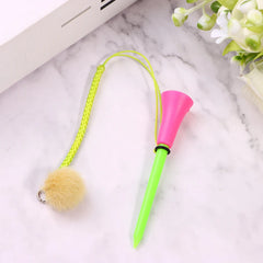 1Pc Golf Rubber Tees With Imitation Mink Fur Plush Balls&Handmade Rope Prevent Loss Different Colors Golf Ball Holder