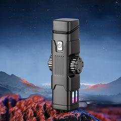 Metal Windproof Double Arc Plasma Lighter, Rotary Play, Electronic Lighter, Alloy Body, USB Fast Charging, LED Color Light, New