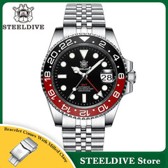 NH34 Movement New In 2023 Four Hands GMT STEELDIVE 41MM SD1993 Super Luminous 300M Waterproof Mens Dive Watch Reloj Ceramic Bzl