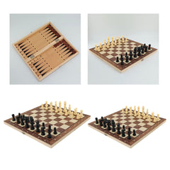 Foldable Chess Board Game Set 3 In 1 Wooden Chess Checkers Backgammon Game International Chess Christmas Entertainment Gift