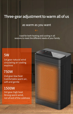 New Electric Heater, Remote Control Touch Screen, Electric Heater, Household Desk Type Shaking Head Heater, PTC Heater